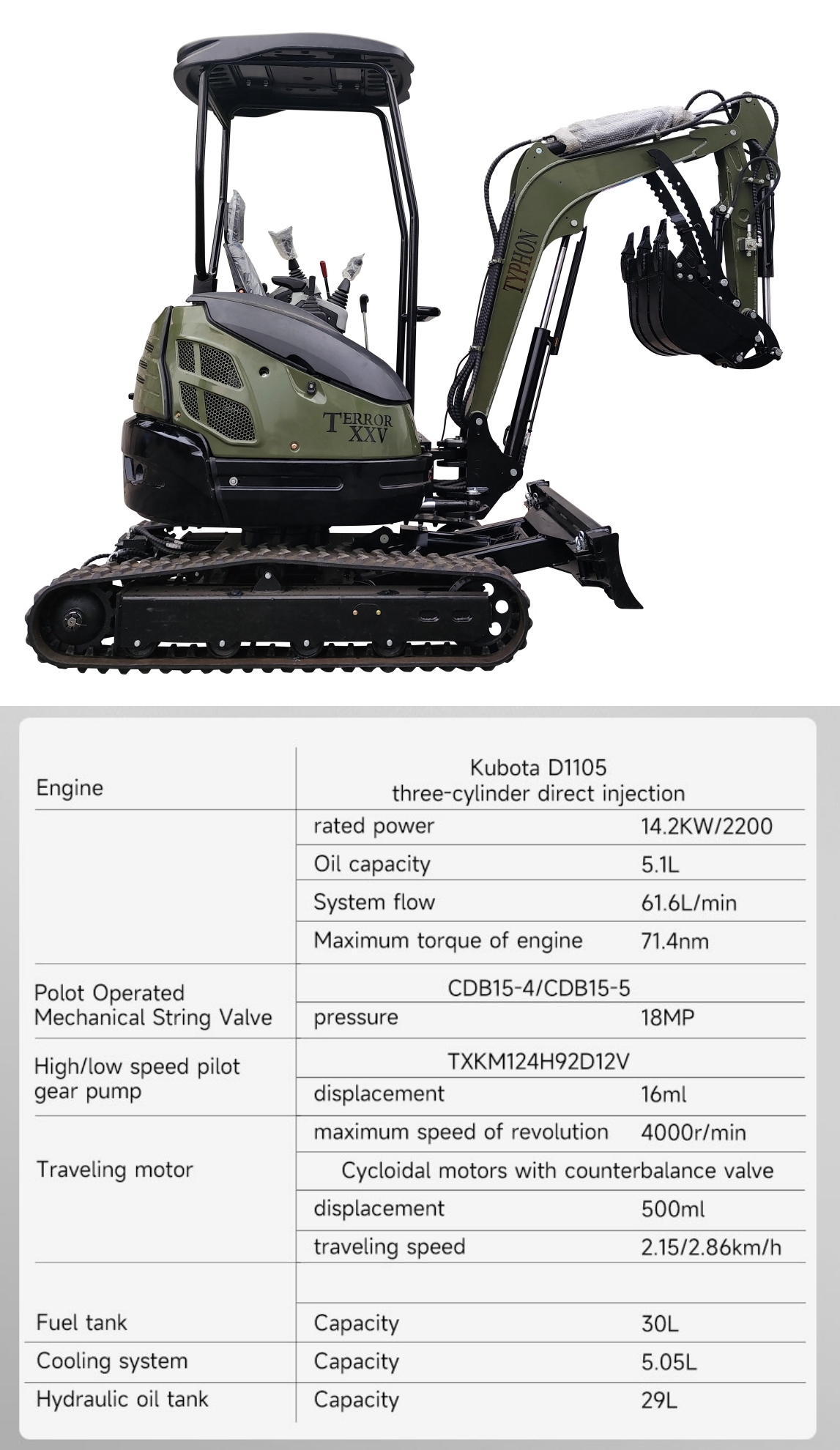 TYPHON TERROR XXV 2.5 Ton Mini Excavator