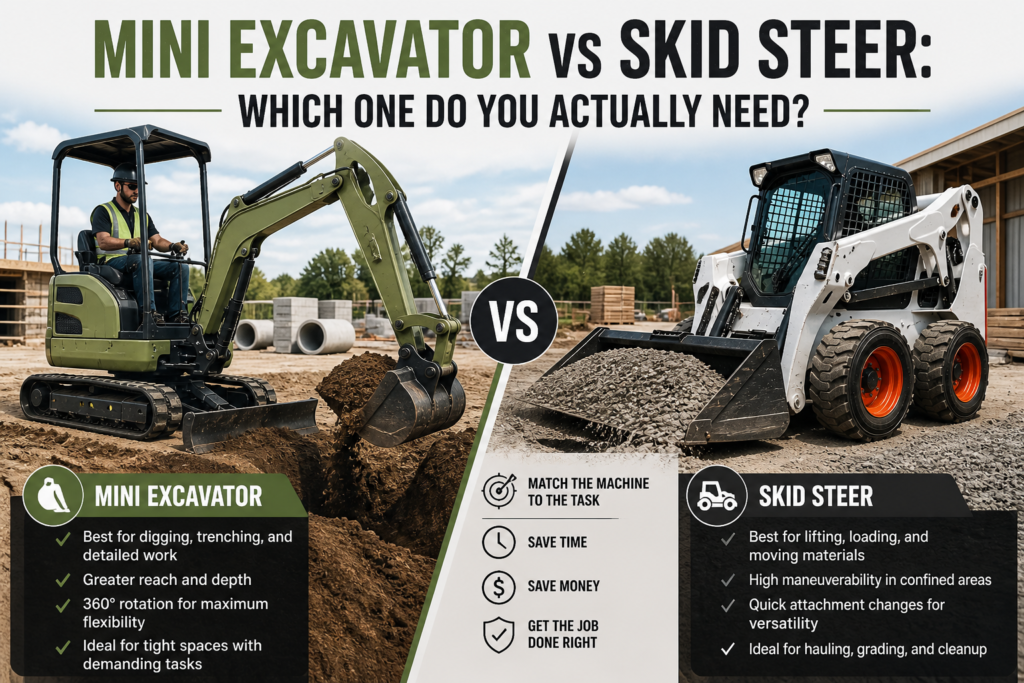 Mini Excavator vs Skid Steer